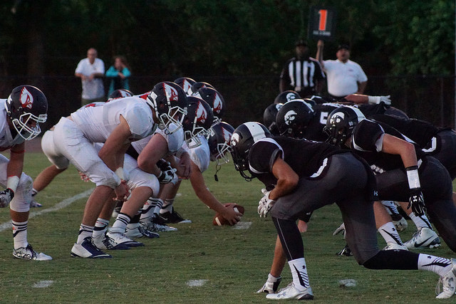 The Hawks line up to block an extra point. Photo credit CPS Exodus 2015