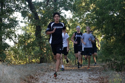 Cross Country practicing on the trails. Photo by Michael Byrne, Cistercian Exodus 2015